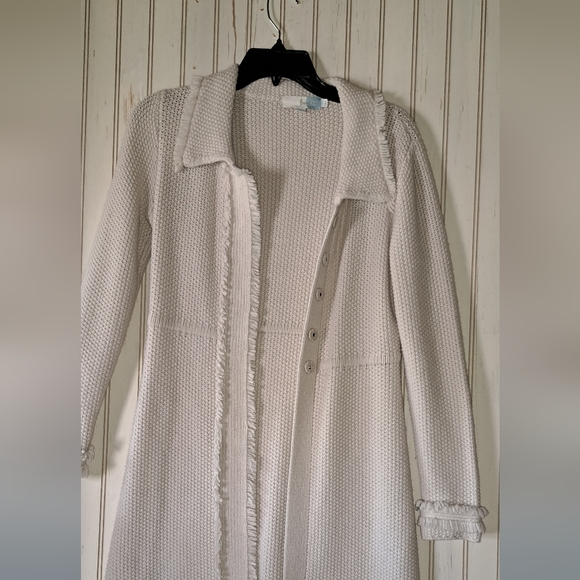 Ladies Boden Cardigan Sweater Pockets Heavy Knit Snap Front Cream Preppy 4 - Picture 4 of 11